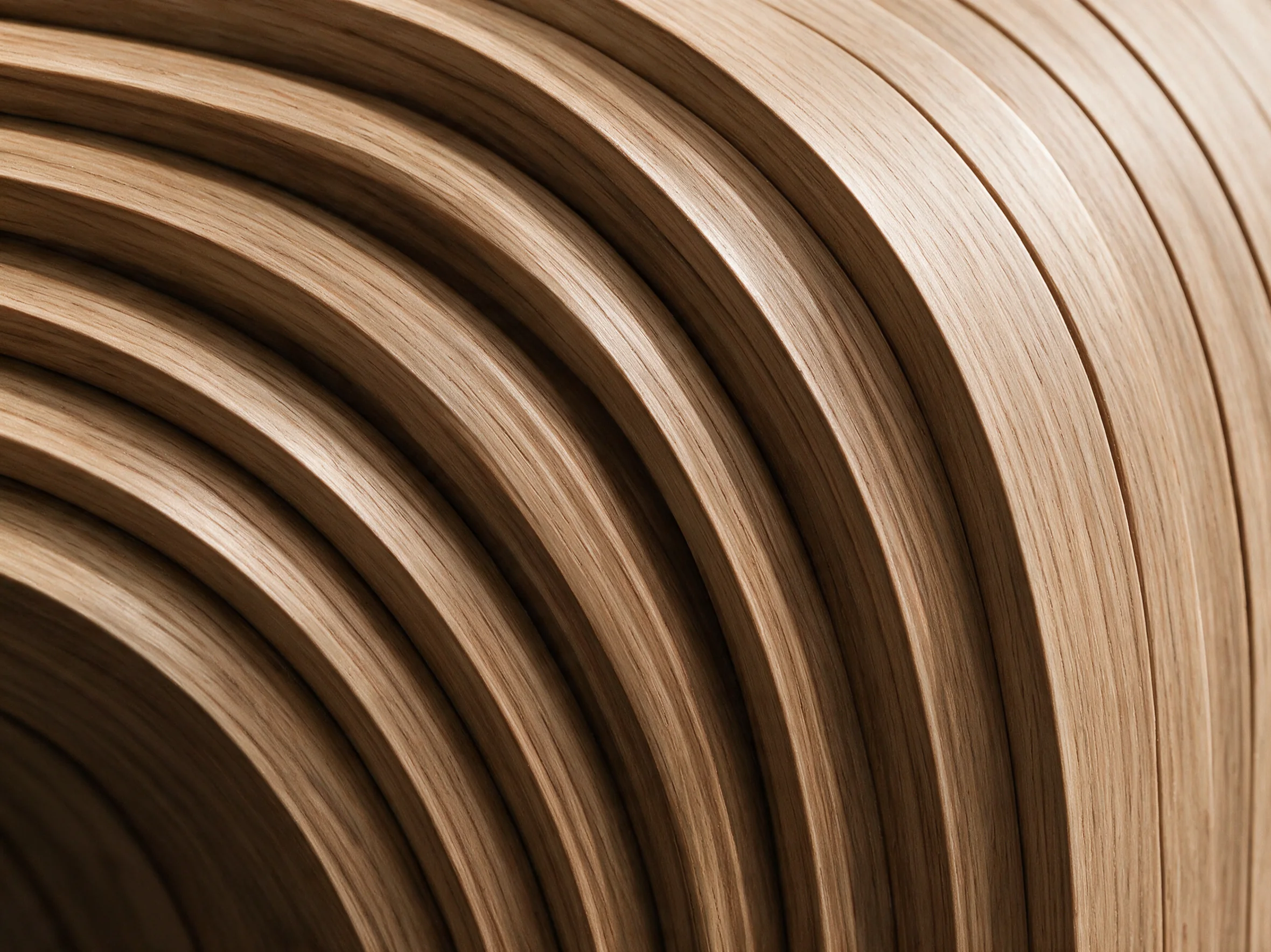 Extreme macro of a layered, curved teak edge